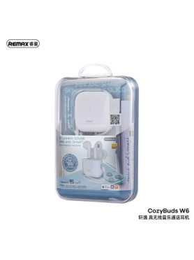 Remax Cozybuds W6 Bluetooth Handsfree Ακουστικά με Θήκη Φόρτισης Λευκά