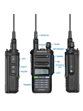 Baofeng UV-9R Pro Walkie Talkie 5W με Μονόχρωμη Οθόνη