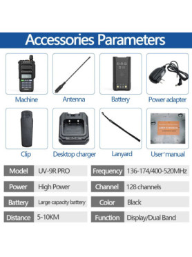 Baofeng UV-9R Pro Walkie Talkie 5W με Μονόχρωμη Οθόνη