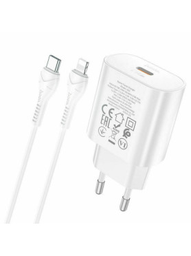 Hoco Φορτιστής με Θύρα USB-C και Καλώδιο USB-C - Lightning 25W Power Delivery Λευκός (N22 Jetta)