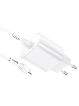 Hoco Φορτιστής με Θύρα USB-C και Καλώδιο USB-C - Lightning 25W Power Delivery Λευκός (N22 Jetta)