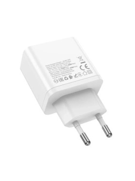 Hoco Φορτιστής με 2 Θύρες USB-C και Καλώδιο USB-C - Lightning 45W Power Delivery Λευκός (N35)