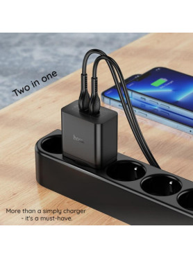 Hoco Φορτιστής με 2 Θύρες USB-C και Καλώδιο USB-C - Lightning 45W Power Delivery Λευκός (N35)
