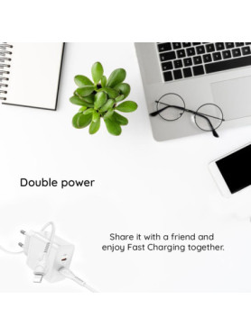 Hoco Φορτιστής με 2 Θύρες USB-C και Καλώδιο USB-C - Lightning 45W Power Delivery Λευκός (N35)