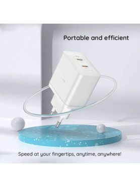 Hoco Φορτιστής με 2 Θύρες USB-C και Καλώδιο USB-C - Lightning 45W Power Delivery Λευκός (N35)