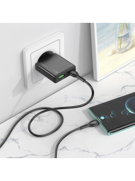 Hoco Φορτιστής με Θύρα USB-A και Θύρα USB-C και Καλώδιο USB-C - USB-C 20W Power Delivery / Quick Charge 3.0 Μαύρος (N38 Delgado)
