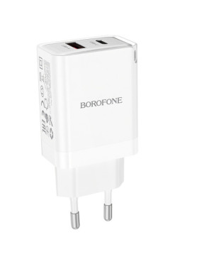 Borofone Φορτιστής Χωρίς Καλώδιο με Θύρα USB-A και Θύρα USB-C 45W Power Delivery Λευκός (BN16 Tough)
