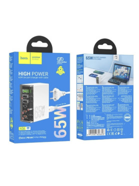Hoco Βάση Φόρτισης με 3 Θύρες USB-A και 3 Θύρες USB-C 65W Power Delivery / Quick Charge 3.0 σε Λευκό χρώμα (N36)