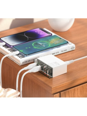 Hoco Βάση Φόρτισης με 3 Θύρες USB-A και 3 Θύρες USB-C 65W Power Delivery / Quick Charge 3.0 σε Λευκό χρώμα (N36)