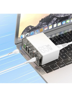Hoco Βάση Φόρτισης με 3 Θύρες USB-A και 3 Θύρες USB-C 65W Power Delivery / Quick Charge 3.0 σε Λευκό χρώμα (N36)