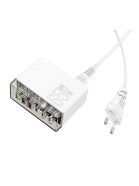 Hoco Βάση Φόρτισης με 3 Θύρες USB-A και 3 Θύρες USB-C 65W Power Delivery / Quick Charge 3.0 σε Λευκό χρώμα (N36)
