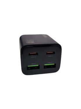 Hoco Φορτιστής Χωρίς Καλώδιο με 2 Θύρες USB-A και 2 Θύρες USB-C 30W Power Delivery / Quick Charge 3.0 Μαύρος (N56 Fundador)