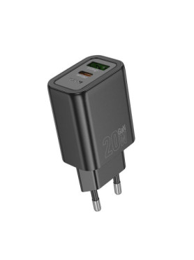 Hoco Φορτιστής Χωρίς Καλώδιο με Θύρα USB-A και Θύρα USB-C 20W Power Delivery / Quick Charge 3.0 Μαύρος (N61)
