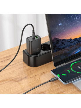 Hoco Φορτιστής Χωρίς Καλώδιο με Θύρα USB-A και Θύρα USB-C 20W Power Delivery / Quick Charge 3.0 Μαύρος (N61)