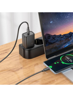 Hoco Φορτιστής Χωρίς Καλώδιο με Θύρα USB-C 30W Power Delivery / Quick Charge 3.0 Μαύρος (N62)
