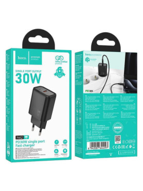 Hoco Φορτιστής Χωρίς Καλώδιο με Θύρα USB-C 30W Power Delivery / Quick Charge 3.0 Μαύρος (N62)