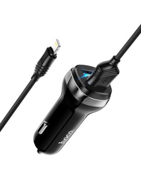Hoco Φορτιστής Αυτοκινήτου Z40 Superior 12W 2.4A με Θύρες: 2xUSB μαζί με Καλώδιο Lightning Μαύρος