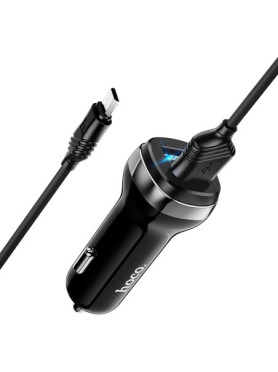 Hoco Φορτιστής Αυτοκινήτου Z40 12W με Θύρες: 2xUSB μαζί με Καλώδιο Micro-USB Μαύρος