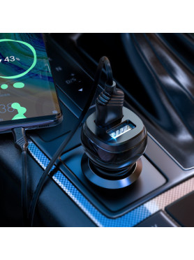 Hoco Φορτιστής Αυτοκινήτου Z40 12W με Θύρες: 2xUSB μαζί με Καλώδιο Micro-USB Μαύρος