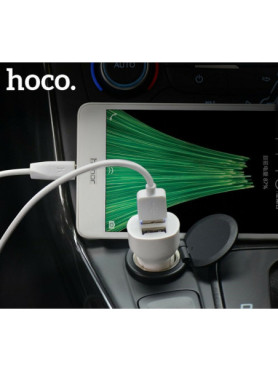 Hoco Z2A Φορτιστής Αυτοκινήτου 2.4A με Θύρες: 2xUSB μαζί με Καλώδιο Micro-USB Λευκός