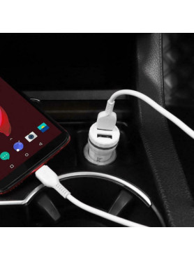 Hoco Z27 Φορτιστής Αυτοκινήτου 2.4A με Θύρες: 2xUSB μαζί με Καλώδιο Lightning Λευκός