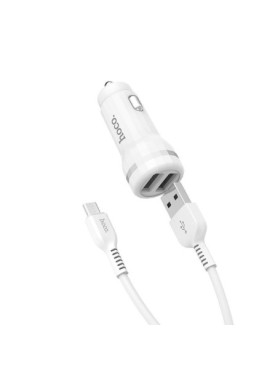 Hoco Z27 Φορτιστής Αυτοκινήτου 2.4A με Θύρες: 2xUSB μαζί με Καλώδιο Micro-USB Λευκός