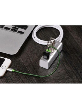 Hoco HB1 USB 2.0 Hub 4 Θυρών με σύνδεση USB-A &amp; Θύρα Φόρτισης Γκρι