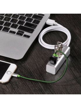 Hoco HB1 USB 2.0 Hub 4 Θυρών με σύνδεση USB-A &amp; Θύρα Φόρτισης Γκρι
