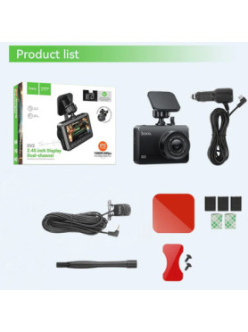 Hoco Σετ Κάμερα DVR Αυτοκινήτου 1080P με Οθόνη 2.45" WiFi, GPS για Παρμπρίζ &amp; Κάμερα Οπισθοπορείας