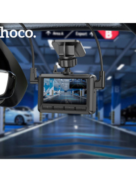 Hoco Σετ Κάμερα DVR Αυτοκινήτου 1080P με Οθόνη 2.45" WiFi, GPS για Παρμπρίζ &amp; Κάμερα Οπισθοπορείας