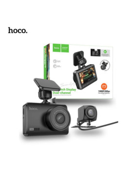 Hoco Σετ Κάμερα DVR Αυτοκινήτου 1080P με Οθόνη 2.45" WiFi, GPS για Παρμπρίζ &amp; Κάμερα Οπισθοπορείας