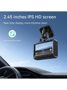 Hoco Σετ Κάμερα DVR Αυτοκινήτου 1080P με Οθόνη 2.45" WiFi, GPS για Παρμπρίζ &amp; Κάμερα Οπισθοπορείας