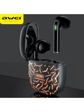 Awei T28 Pro Earbud Bluetooth Handsfree Ακουστικά με Θήκη Φόρτισης Ice Crack Orange