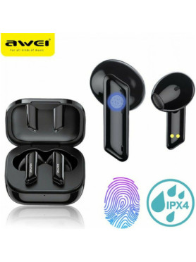 Awei T36 Earbud Bluetooth Handsfree Ακουστικά με Αντοχή στον Ιδρώτα και Θήκη Φόρτισης Μαύρα