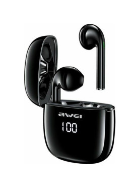 Awei T28P In-ear Bluetooth Handsfree Ακουστικά με Αντοχή στον Ιδρώτα και Θήκη Φόρτισης Μαύρα