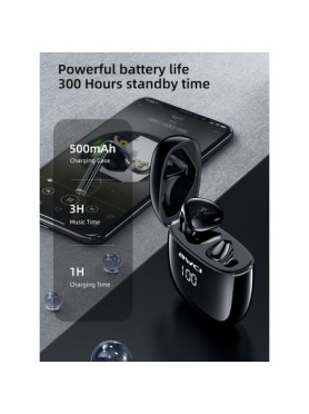 Awei T28P In-ear Bluetooth Handsfree Ακουστικά με Αντοχή στον Ιδρώτα και Θήκη Φόρτισης Μαύρα