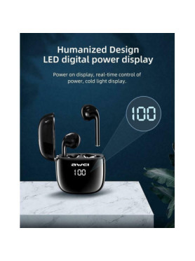 Awei T28P In-ear Bluetooth Handsfree Ακουστικά με Αντοχή στον Ιδρώτα και Θήκη Φόρτισης Μαύρα