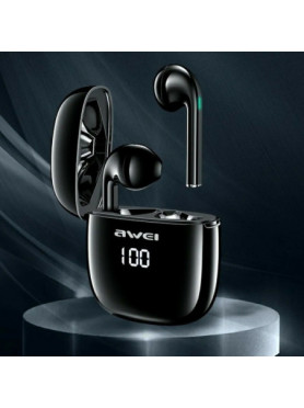 Awei T28P In-ear Bluetooth Handsfree Ακουστικά με Αντοχή στον Ιδρώτα και Θήκη Φόρτισης Μαύρα