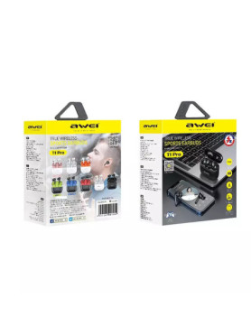 Awei T1 Pro In-ear Bluetooth Handsfree Ακουστικά με Αντοχή στον Ιδρώτα και Θήκη Φόρτισης Μαύρα