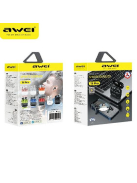 Awei T1 Pro In-ear Bluetooth Handsfree Ακουστικά με Αντοχή στον Ιδρώτα και Θήκη Φόρτισης Black / Green