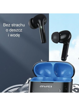 Awei T1 Pro In-ear Bluetooth Handsfree Ακουστικά με Αντοχή στον Ιδρώτα και Θήκη Φόρτισης Black / Green