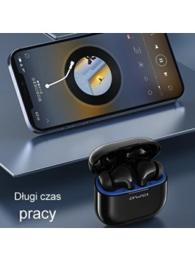 Awei T1 Pro In-ear Bluetooth Handsfree Ακουστικά με Αντοχή στον Ιδρώτα και Θήκη Φόρτισης Black / Green