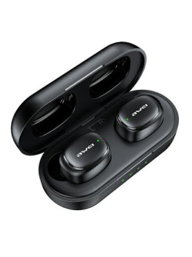 Awei T13 Pro In-ear Bluetooth Handsfree Ακουστικά με Αντοχή στον Ιδρώτα και Θήκη Φόρτισης Μαύρα