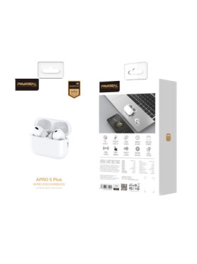 Pavareal APro 5 Plus In-ear Bluetooth Handsfree Ακουστικά με Θήκη Φόρτισης Λευκά