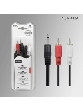 SGL Καλώδιο 3.5mm male - 2x RCA male Μαύρο 1.5m (096131)