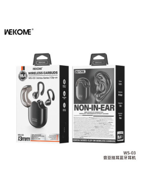 WK WS-03 Open Ear Bluetooth Handsfree Ακουστικά με Θήκη Φόρτισης Μαύρα