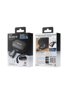 WK Beluga S2 Open Ear Bluetooth Handsfree Ακουστικά με Θήκη Φόρτισης Μαύρα