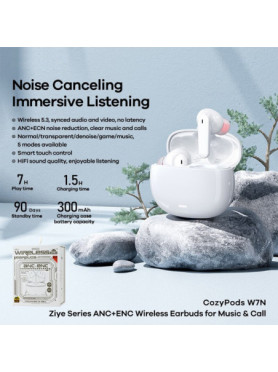 Remax CozyPods W7N In-ear Bluetooth Handsfree Ακουστικά με Θήκη Φόρτισης Λευκά