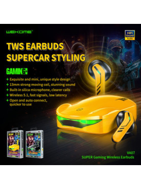WK TWS-VA07 Earbud Bluetooth Handsfree Ακουστικά με Θήκη Φόρτισης Μαύρα