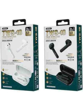 Remax TWS-18 Earbud Bluetooth Handsfree Ακουστικά με Θήκη Φόρτισης Μαύρα